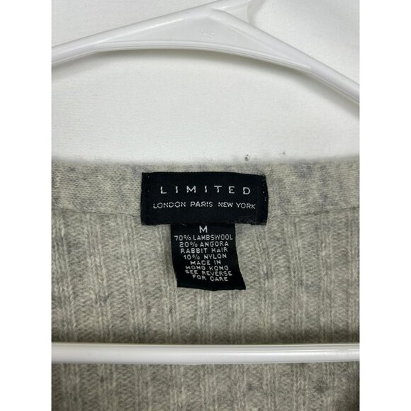 Limited Womens  Cardigan Sweater V-neck  Size M Lambswool & Angora Blend Gray - Picture 3 of 10